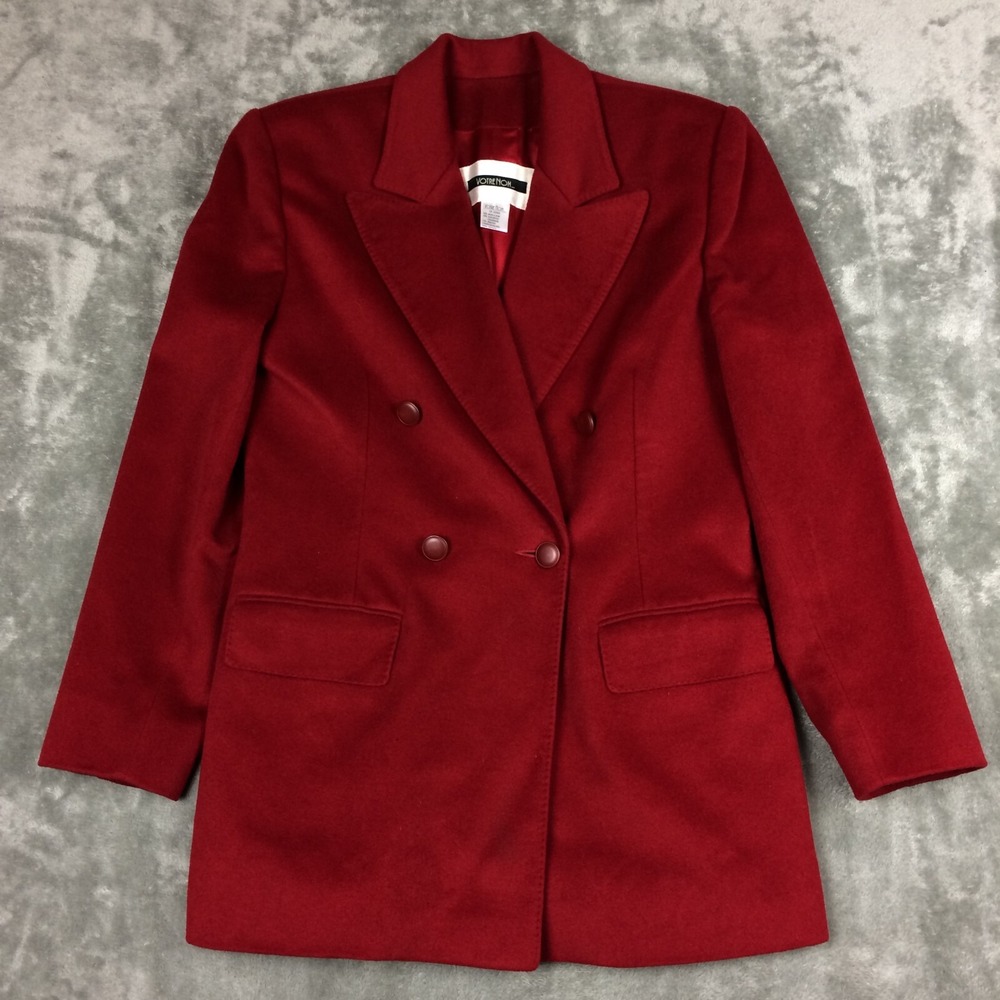 Vtg Votre Nom Jacket Womens Small Wool‎ Cashmere Red Blazer Holidays Colorful